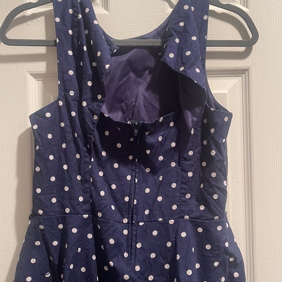 Navy blue polka dot dress with crinoline layer - Picture 3 of 5